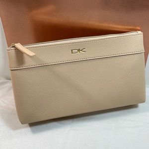 Donna Karan DK Makeup Bag Travel Pouch handbag tan color